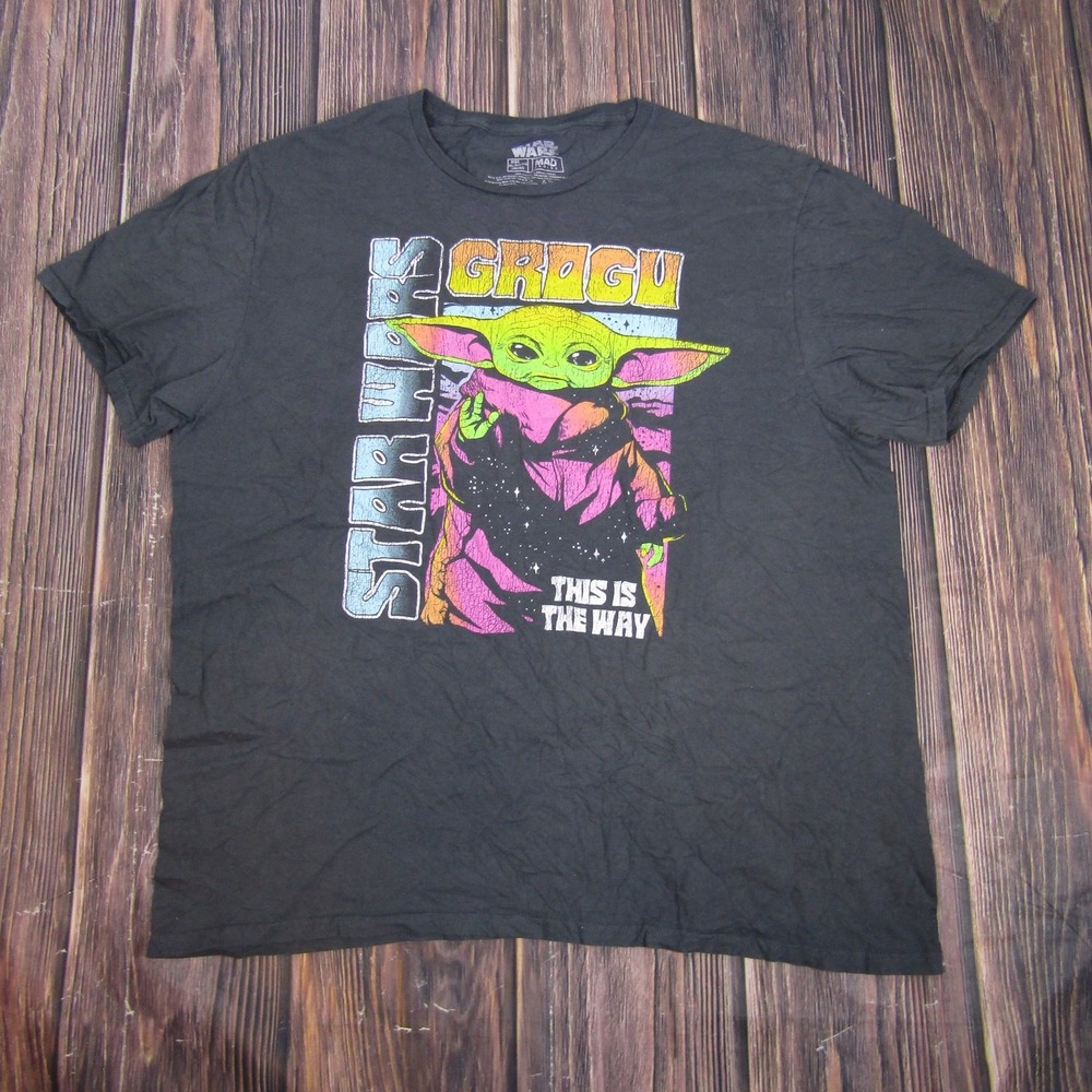 Star Wars Grogu Shirt Mens XL Black Mandalorian This Is The Way Mad Engine Tee